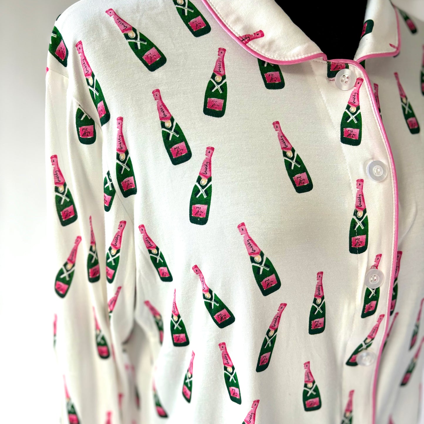 Champagne Bottle Print Bachelorette or Girls Trip Gift Pajama Set