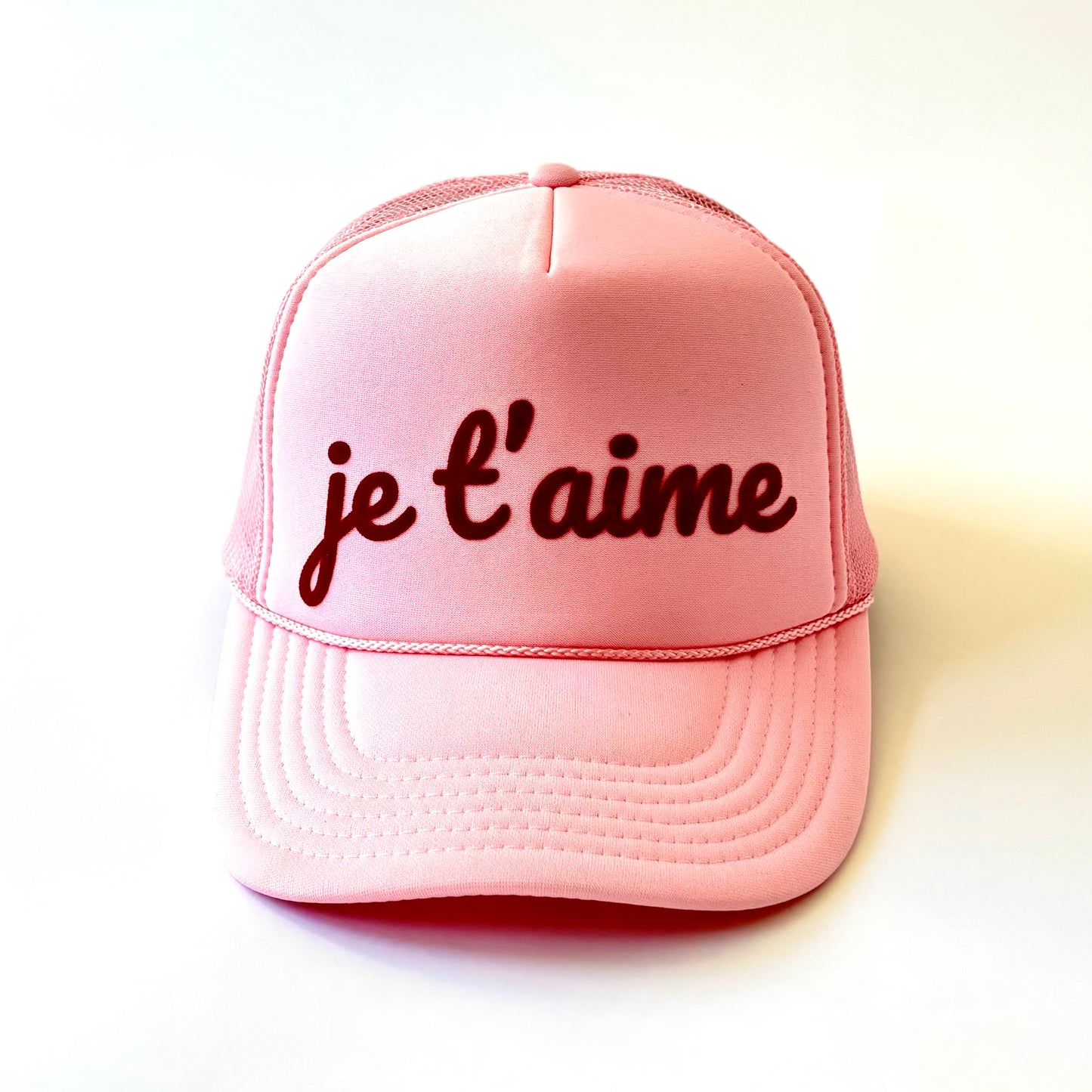 Light Pink Je T'aime trucker Hat