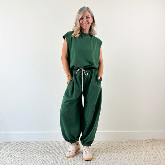 Favorite French Terry Tie Waist Jumpsuit