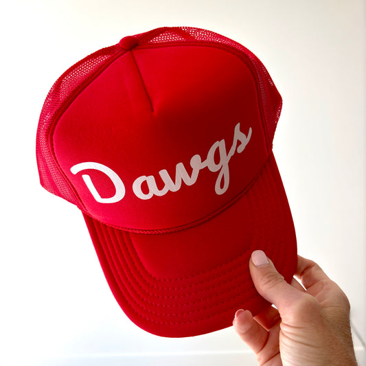 Red Women's Dawgs Mid Profile Trucker Hat for Game Day