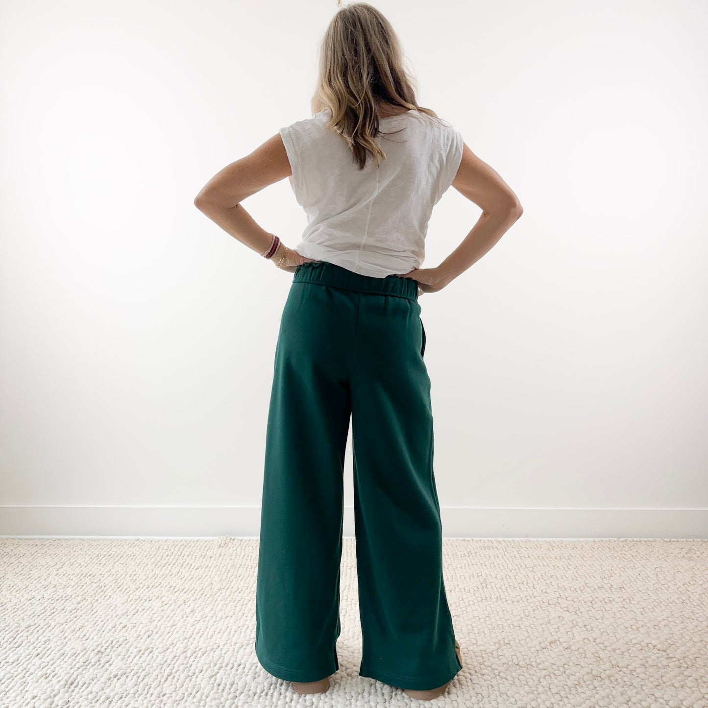 Fleece Wide Leg Fold Over Waist Drawstring Pant