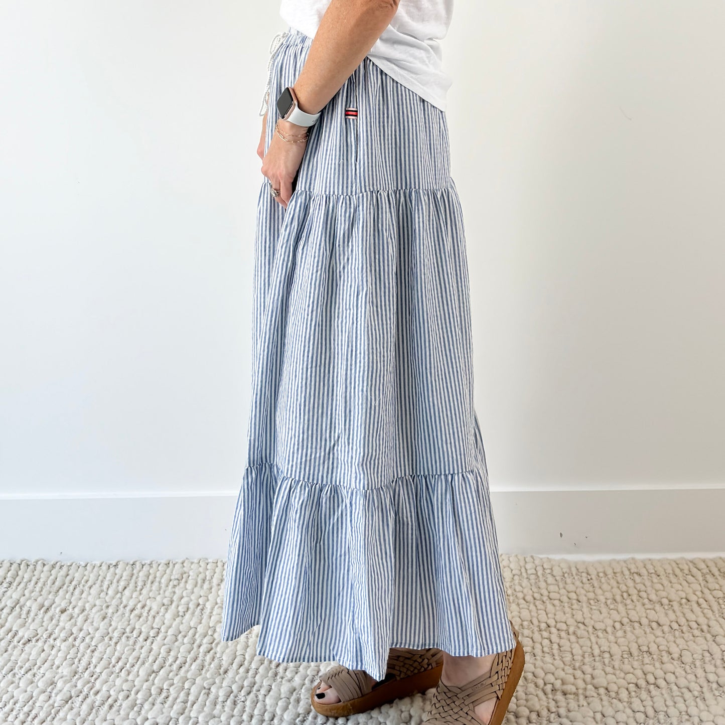 SALE Tiered Striped Maxi Skirt