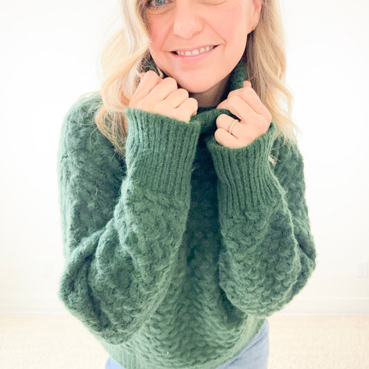 Fuzzy Textured Turtleneck Sweater