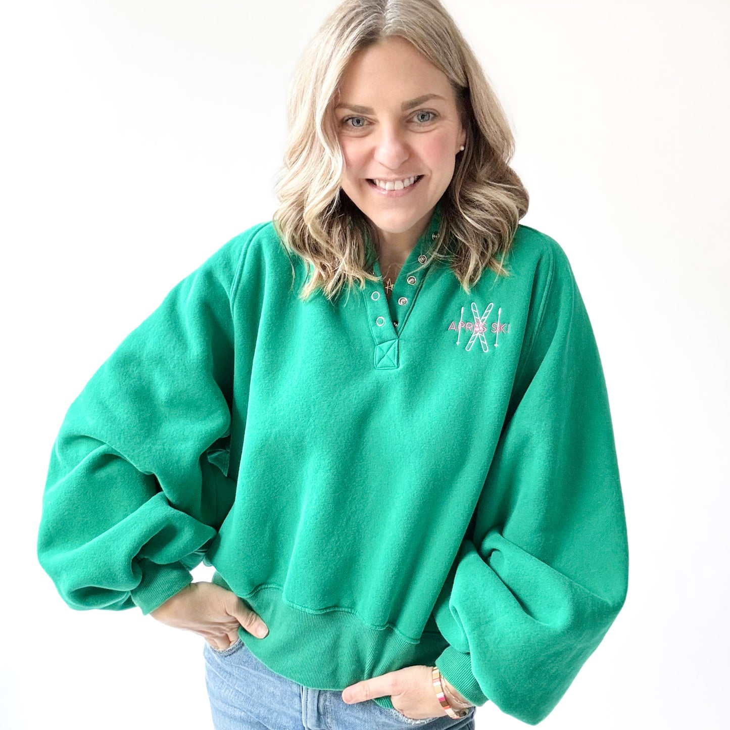 Après Ski Cozy Oversized Fleece Snap Collar Sweatshirt