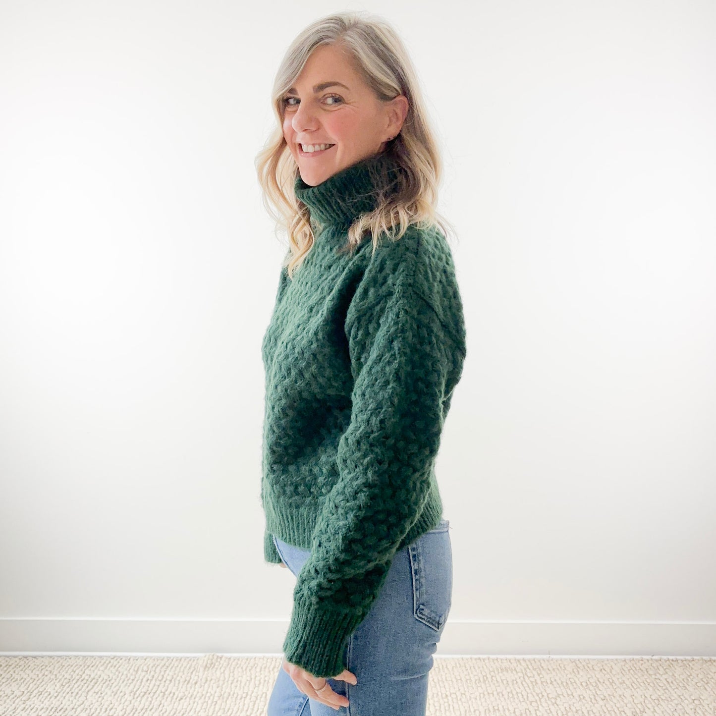 Fuzzy Textured Turtleneck Sweater