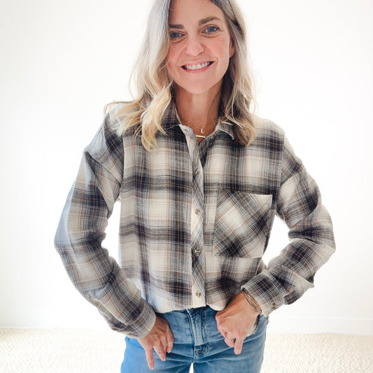 Perfect Fit Plaid Flannel Button Front Shirt