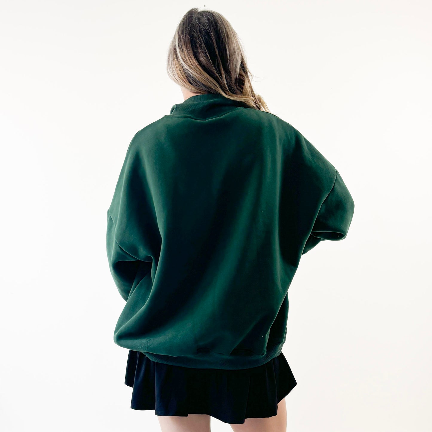 Heather oatmeal oversized collared sweatshirt with après pckl pickleball paddle embroidery