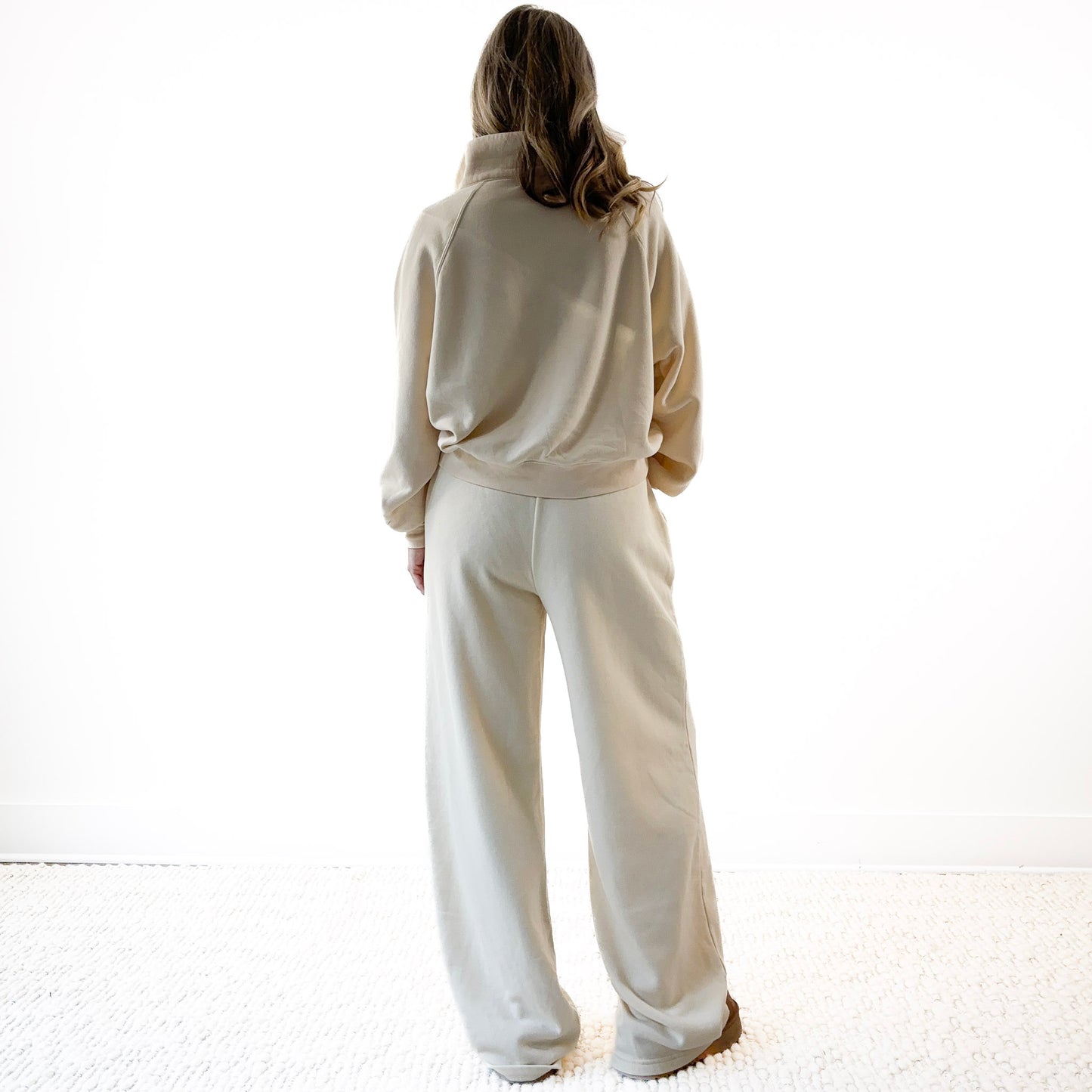 Super Cozy Fleece Wide Leg Front Seam Drawstring Sweatpant