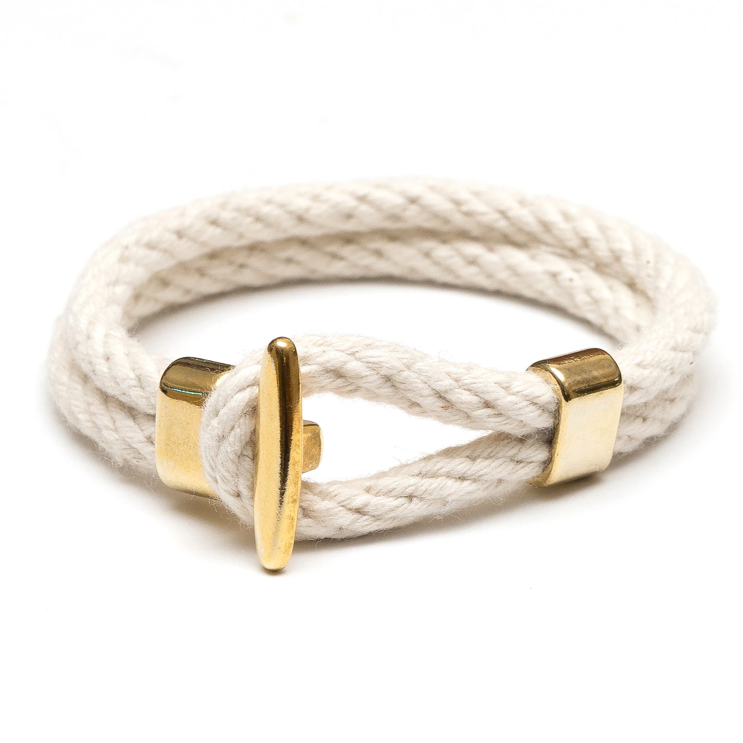 Nautical Ivory Rope Bracelet with Gold Closure